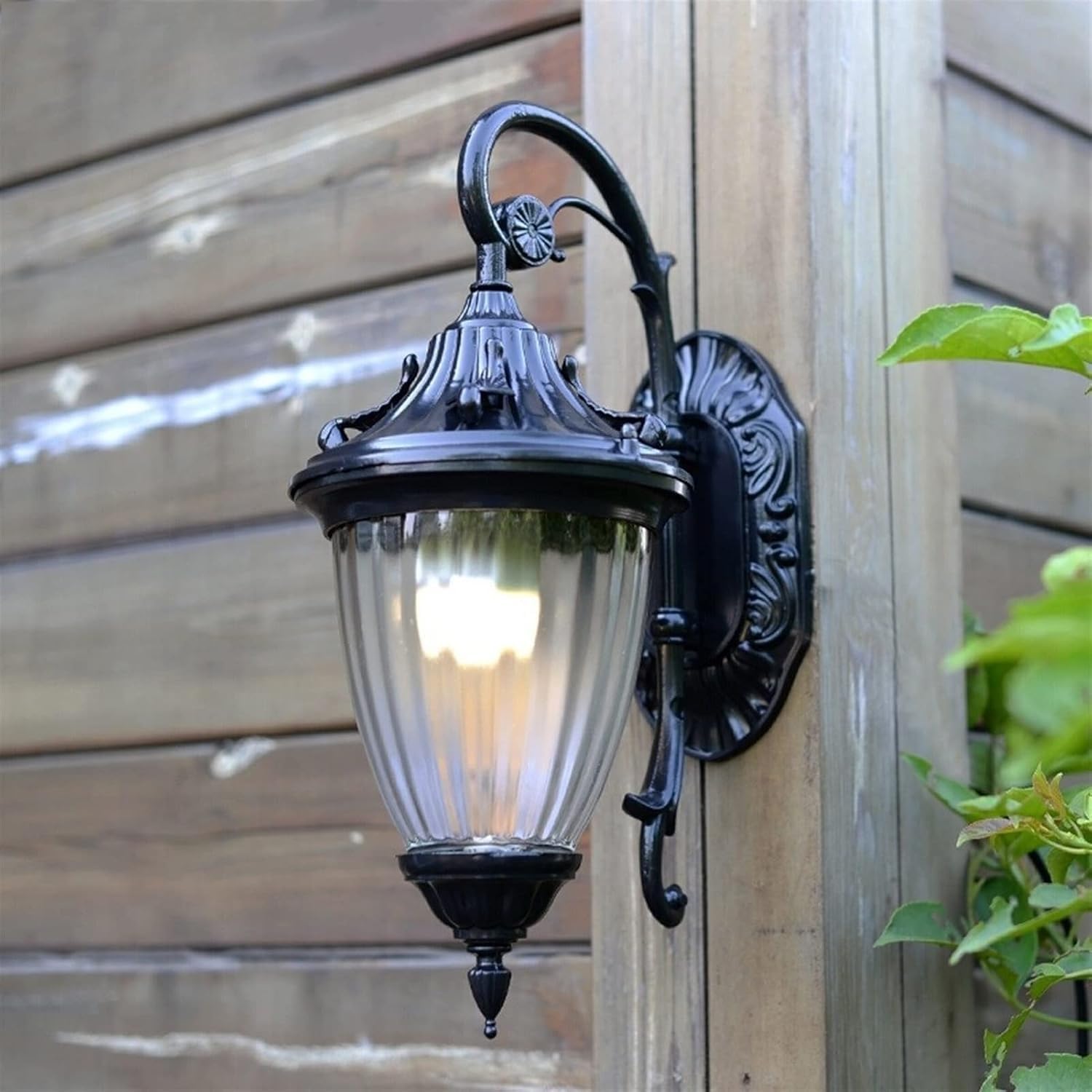 JKJZSALJ European Wall Light Outdoor Retro Ip55 Waterproof Wall Sconce Lamp 42Cm Garden Decoration E27 Exterior Wall Light,Brass,Black