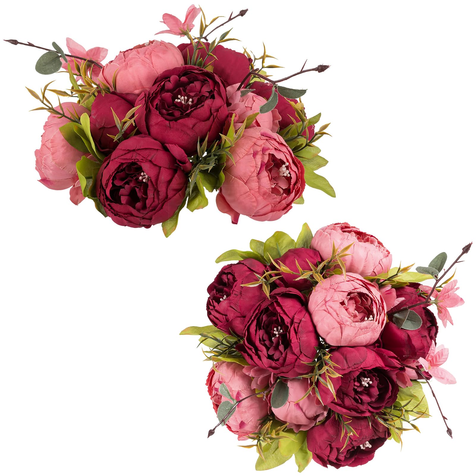 Photo 1 of NUPTIO Flower Balls Flowers for Centerpieces: 2 Pcs 9.4 inch Diam Pink & Red Artificial Peony Fake Flower Ball Arrangement Bouquet Center Pieces for Tables Wedding Centerpiece Decorations