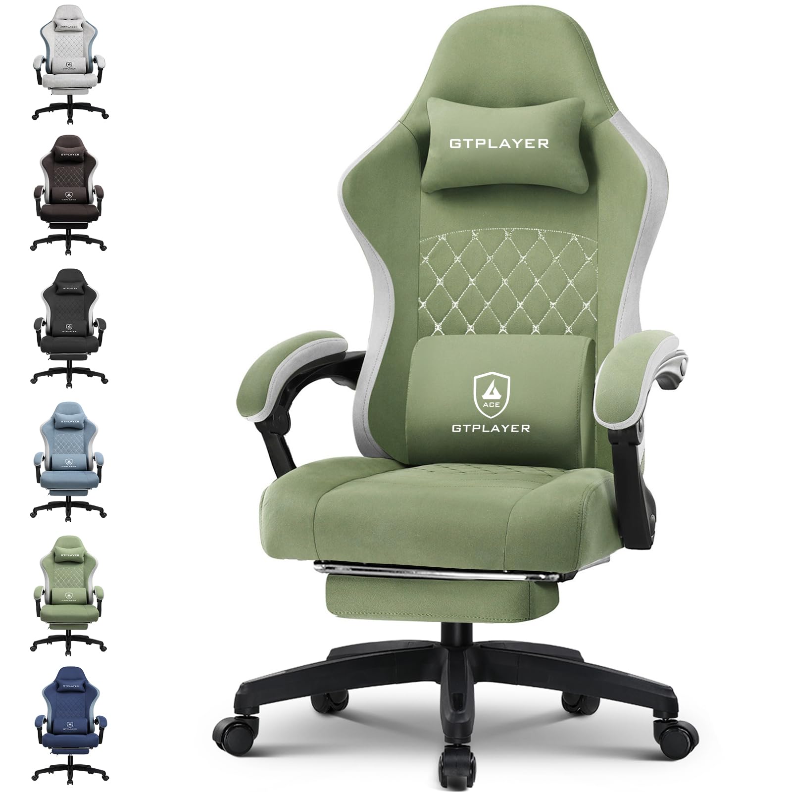 GTPLAYER Gaming Chair, Computer Office Chair with Pocket Spring Cushion, Linkage Armrests and Footrest, High Back Ergonomic Computer Chair with Lumbar Support Task Chair with Footrest