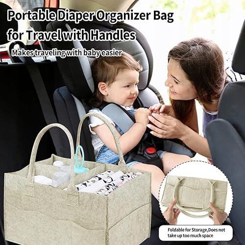 Vista 6 de Dorcy Paquete de 2 bolsas organizadoras de pañales para bebé, almacenamiento portátil de pañales con divisores, cestas de almacenamiento plegables