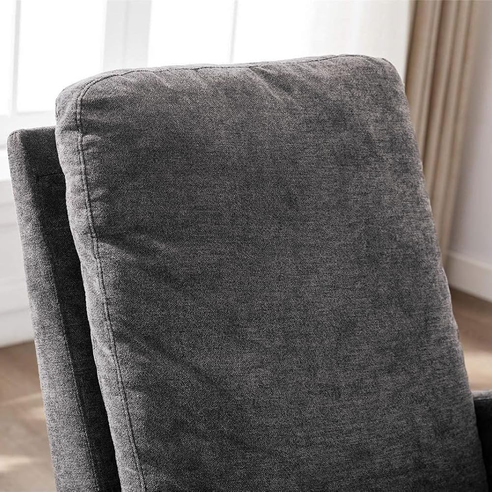 Shally Dogan Poltrona a Dondolo in Tessuto con Struttura in Legno Resistente, Sedia Ergonomica Relax Deluxe Premium Dondolante Ideale Soggiorno, Camera da Letto, Ufficio, Cameretta, Salotto (Grigio)