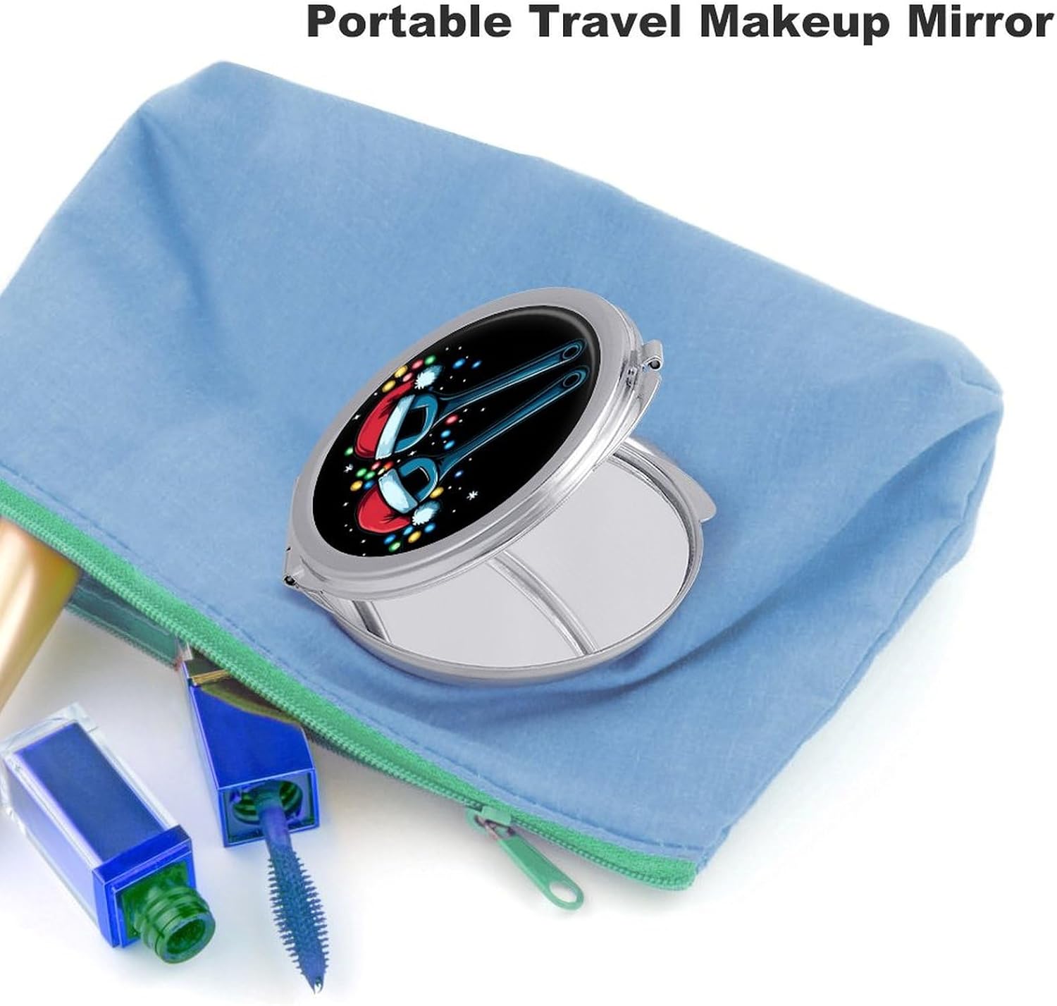 Tool Wrench Mechanic Christmas Compact Makeup Mirror Mini Foldable Cosmetic Mirror Portable Travel Mirror for Purse Pocket