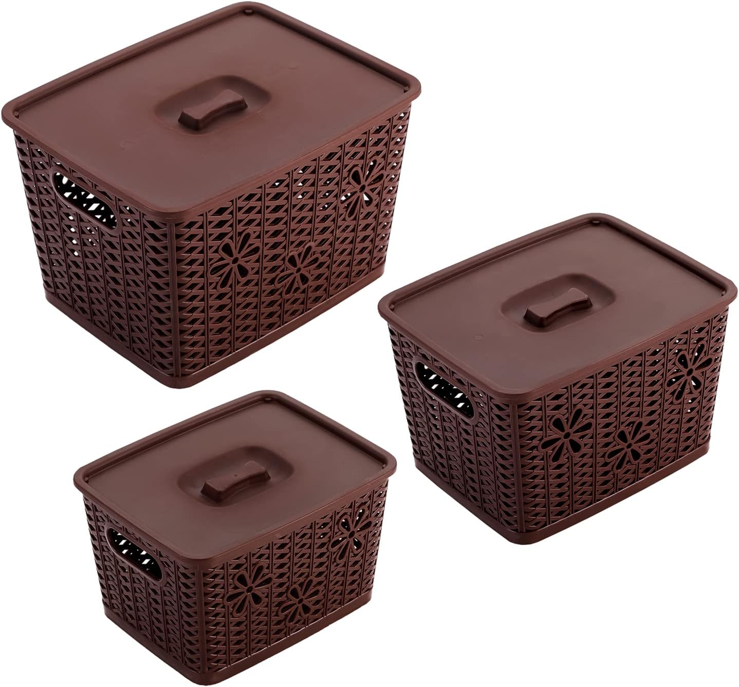 Selvel Dollar Basket Set of 3, Dark Brown