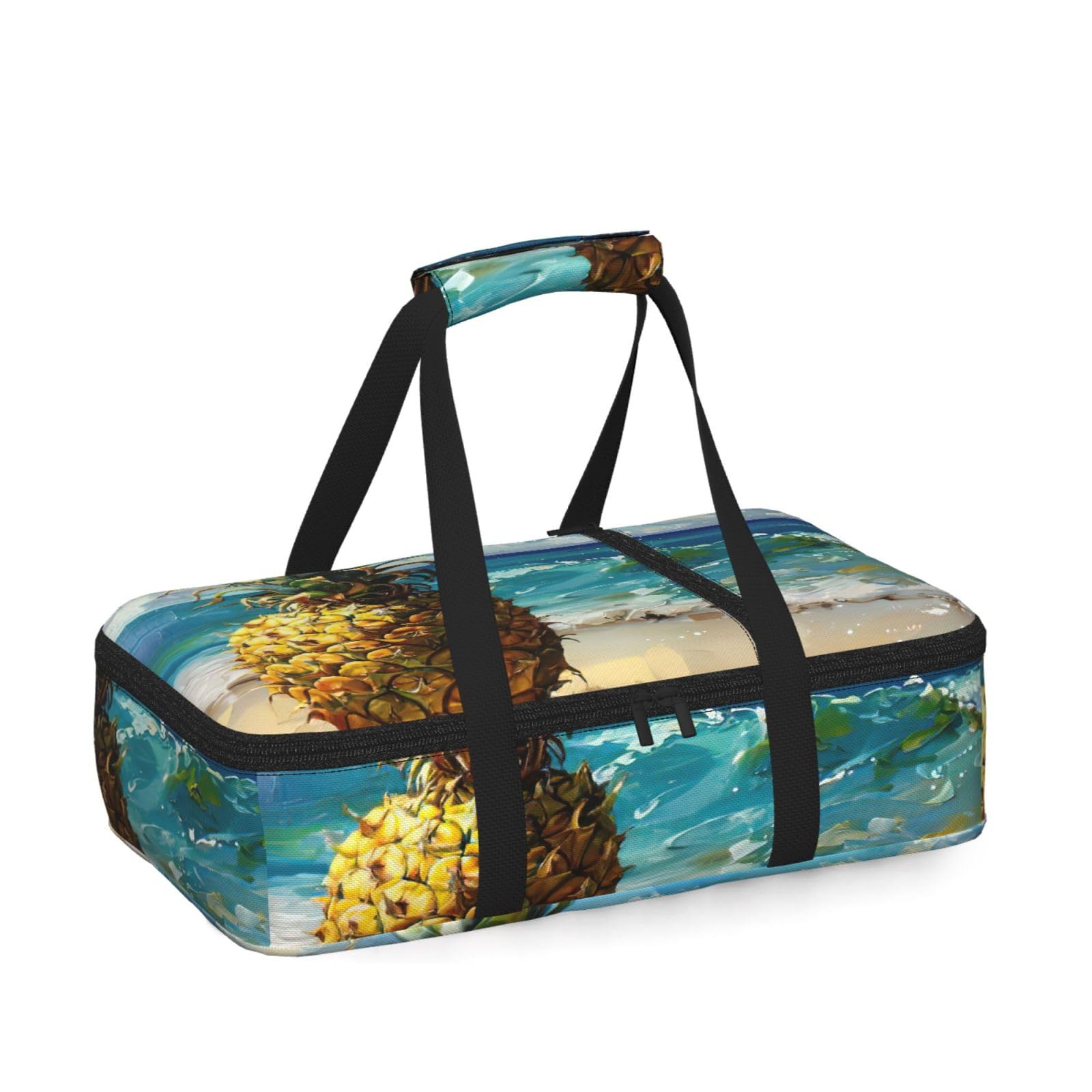 Pineapple By The Sea Print Insulated Thermal Food Storage Bag Daily Reusable Picnic Tote Lunch Box Home