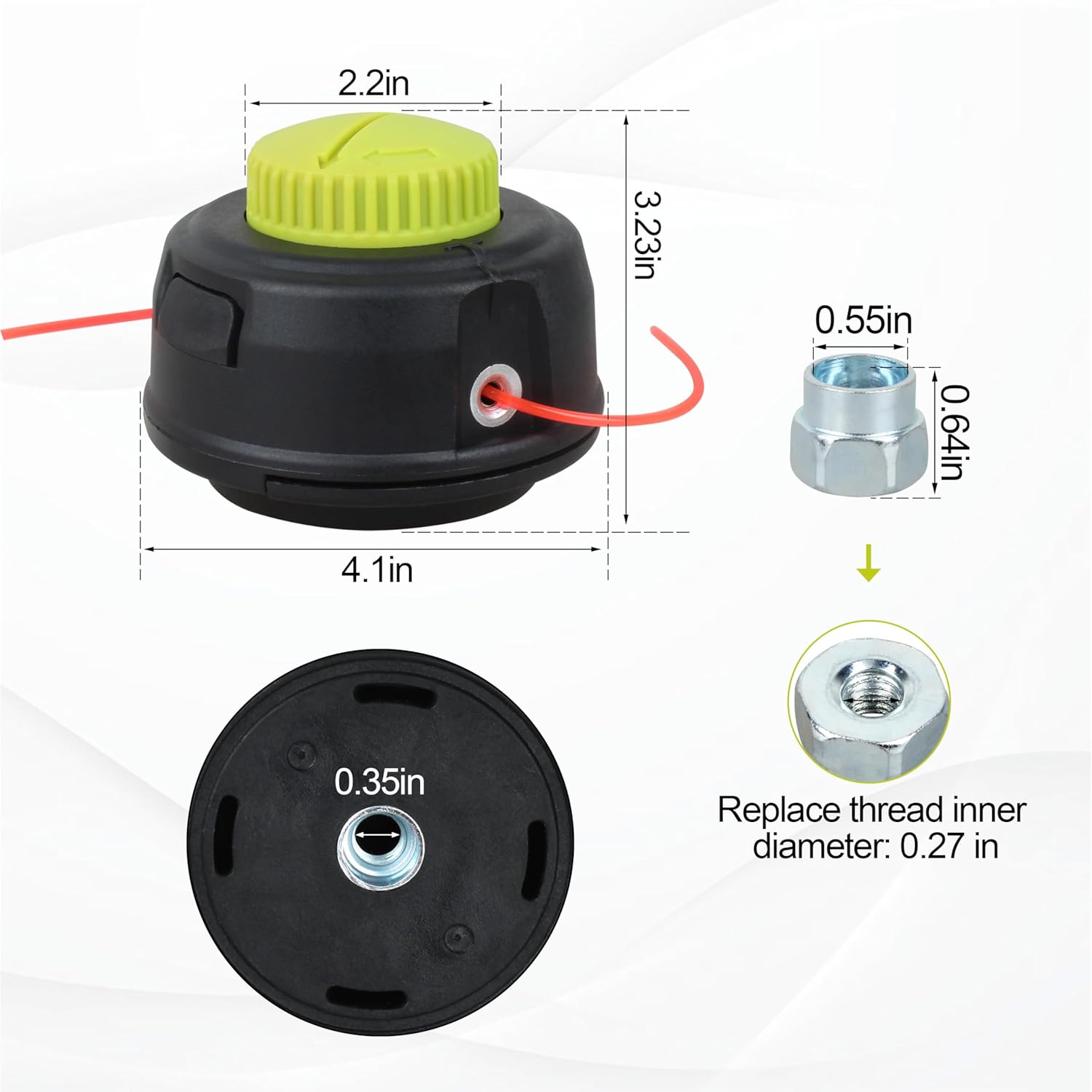 311759014 Straight Shaft Reel Trimmer Head for Ryobi RY4CSS Weed Wacker, Replacement Parts 311759014、RY253SS & AC04156