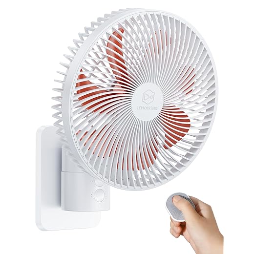 8.5-Inch Quiet Wall-Mounted Oscillation Fan with Remote & Timer, 4-Speed Adjustable for Small Bathrooms, Indoor Bedroom Cooling for RV, Adjustable Tilt, 5.92 ft Cord, Garage Cooling Fan for Home
