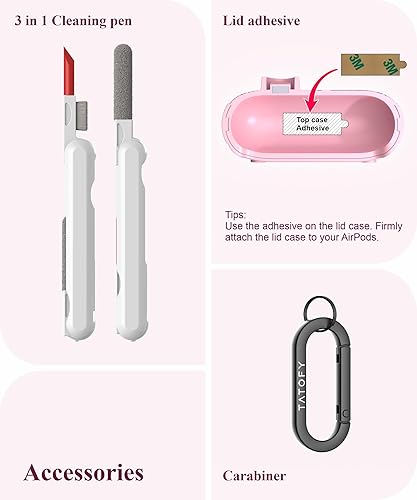 Miniatura 6 de TATOFY Funda para AirPod Pro de 1 y 2 generación con kit de limpieza de mosquetón, funda rígida floral AirPods Pro a prueba de polvo para mujeres,