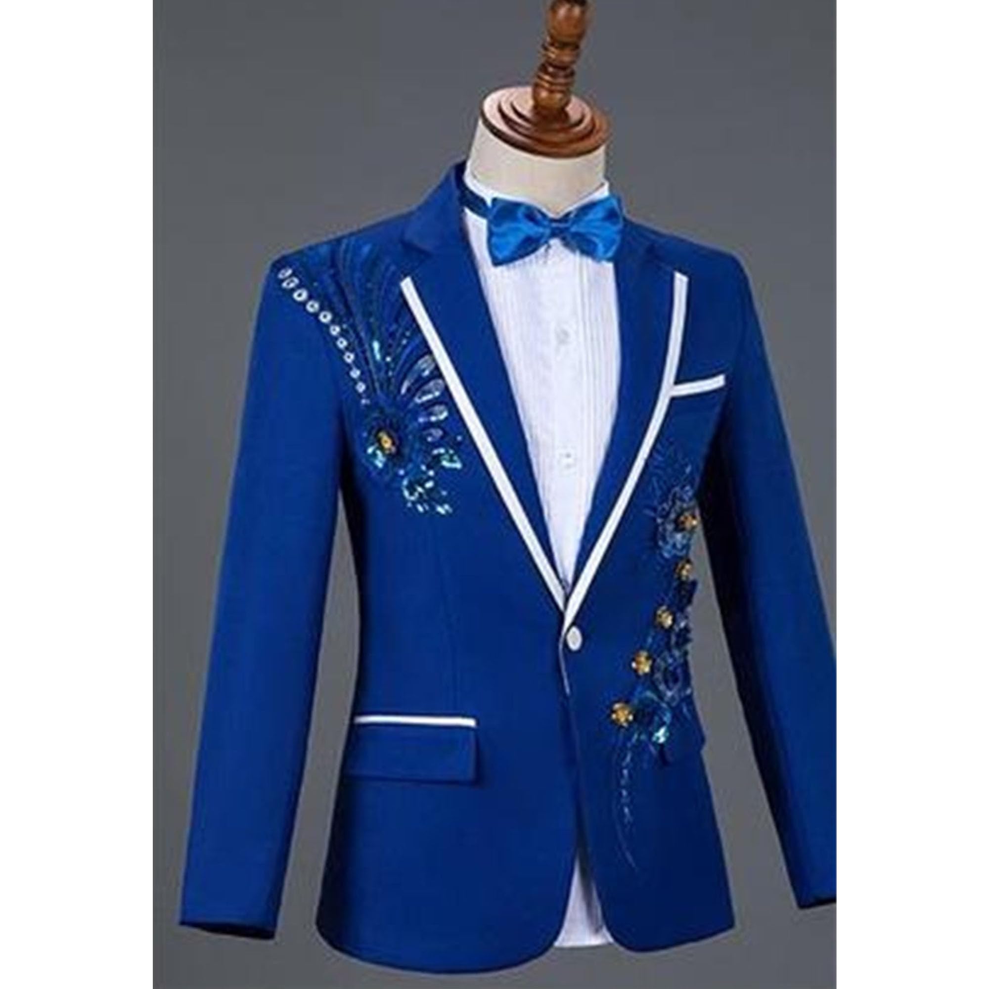 Costume 2 PièCes Brodé De Luxe 1 Bouton Imprimé DîNer Veste De Smoking Promesse De Mariage Blazer éLéGant Costume Habillé