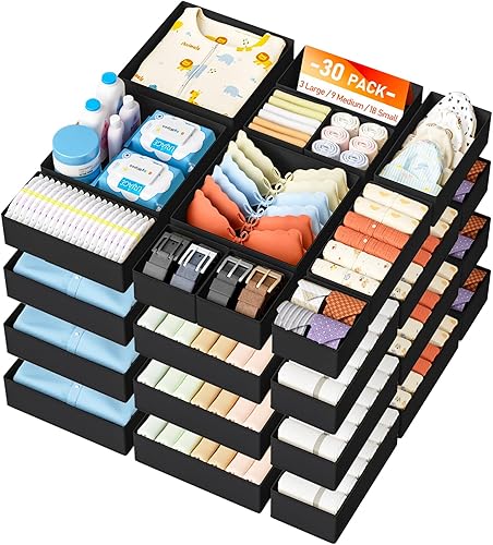 Miniatura 19 de DIMJ Organizador de cajones para ropa, paquete de 15 unidades, organizadores plegables para bebé, organizador de almacenamiento y cómoda para