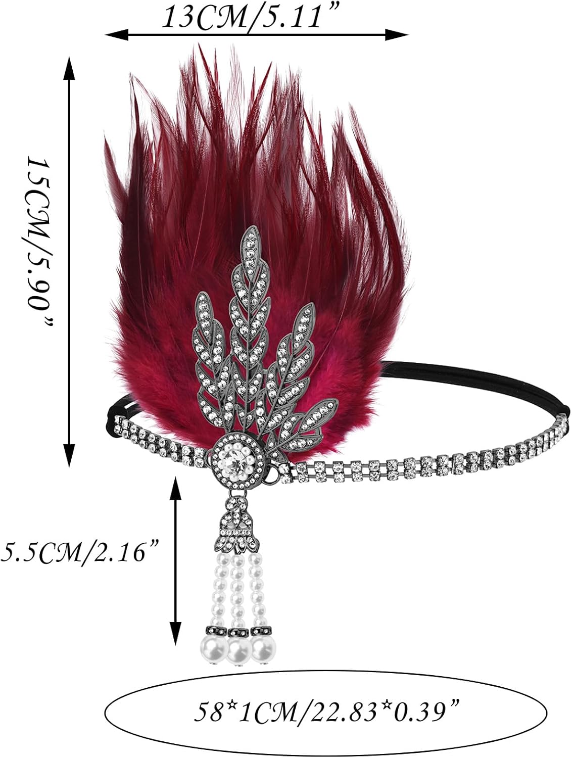 1920s Flapper Headband Feather Headpiece Gatsby Headband Vintage Headpiece Roaring 20s Accessories - Image 2