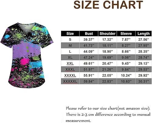 Vista 4 de Plus Size Scrubs for Women Nurse Gifts Printed Scrub Tops Women Medical Nursing Tops Stretchy Scrub Shirts for Women