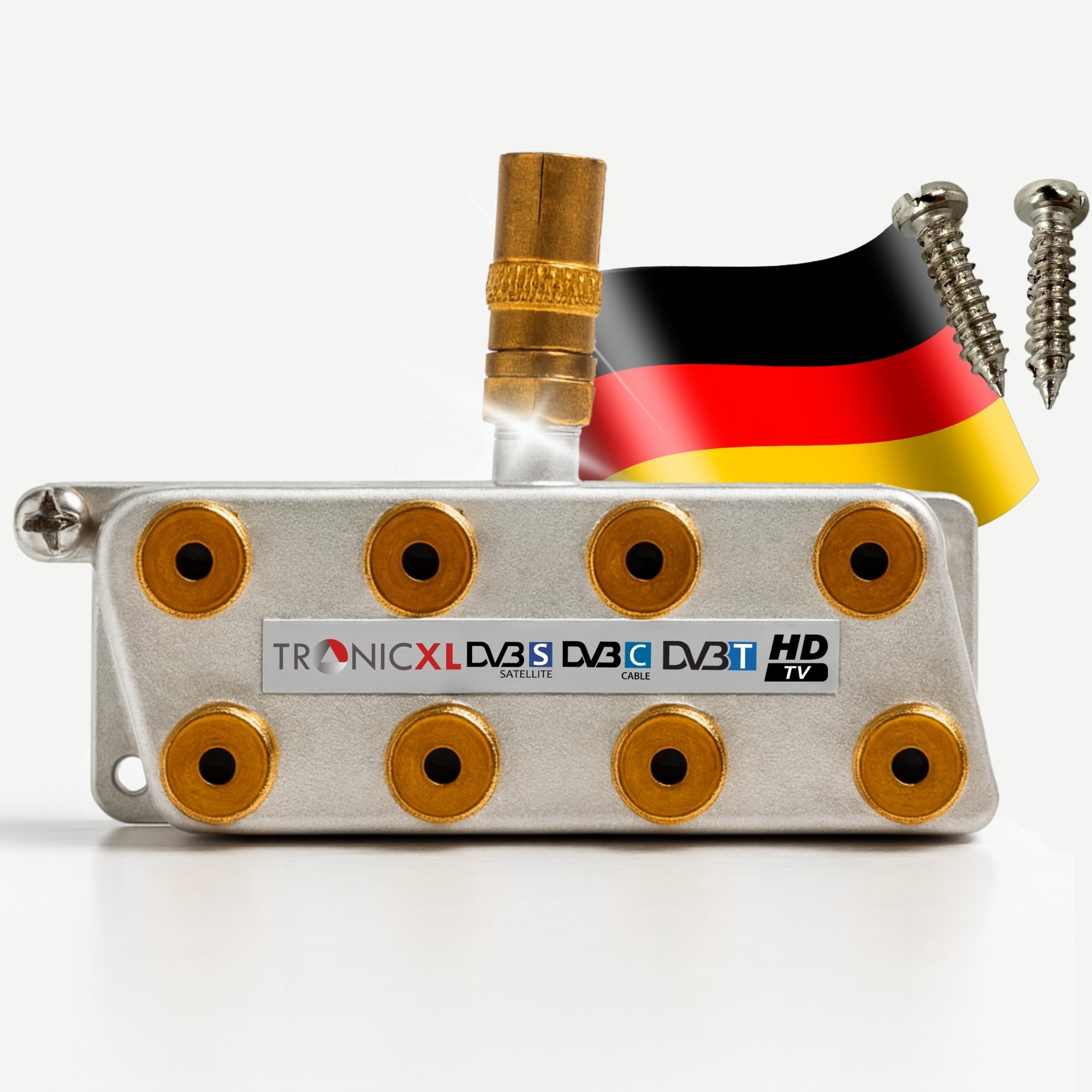 TronicXL Répartiteur d'antenne coaxial 8 voies haut de gamme HD 3D 4K répartiteur souple par exemple pour DVBT DVBT2 DVBC SAT Unicable TV par câble Télécommande 8 voies HDTV TNT