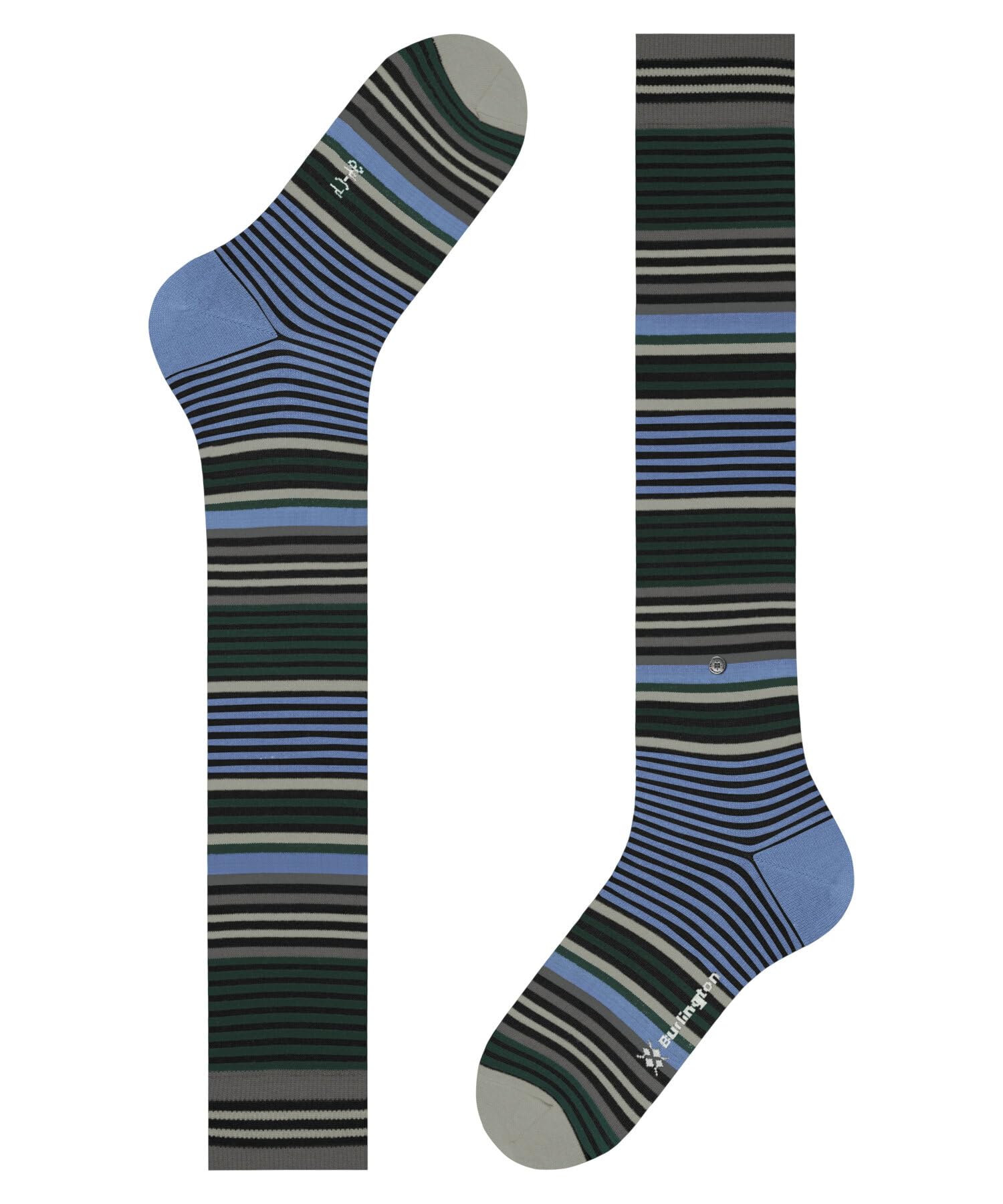 Burlington Mężczyźni Podkolanówki Stripe M Kh Wełna długie z wzorem 1 Para, Czarny Black 3000, 40-46