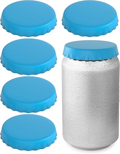Tapas de silicona para latas de soda, paquete de 6, color azul se adapta a latas estándar que mantiene las bebidas frescas