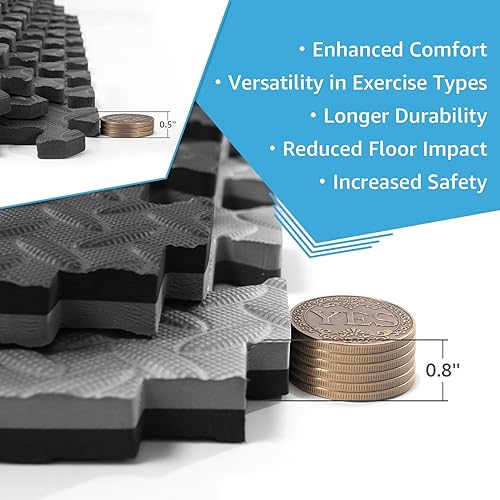 Miniatura 6 de Art3d Alfombrillas de ejercicio de rompecabezas de Eva de 60 pies cuadrados, azulejos entrelazados de espuma de 45 pulgadas de grosor para