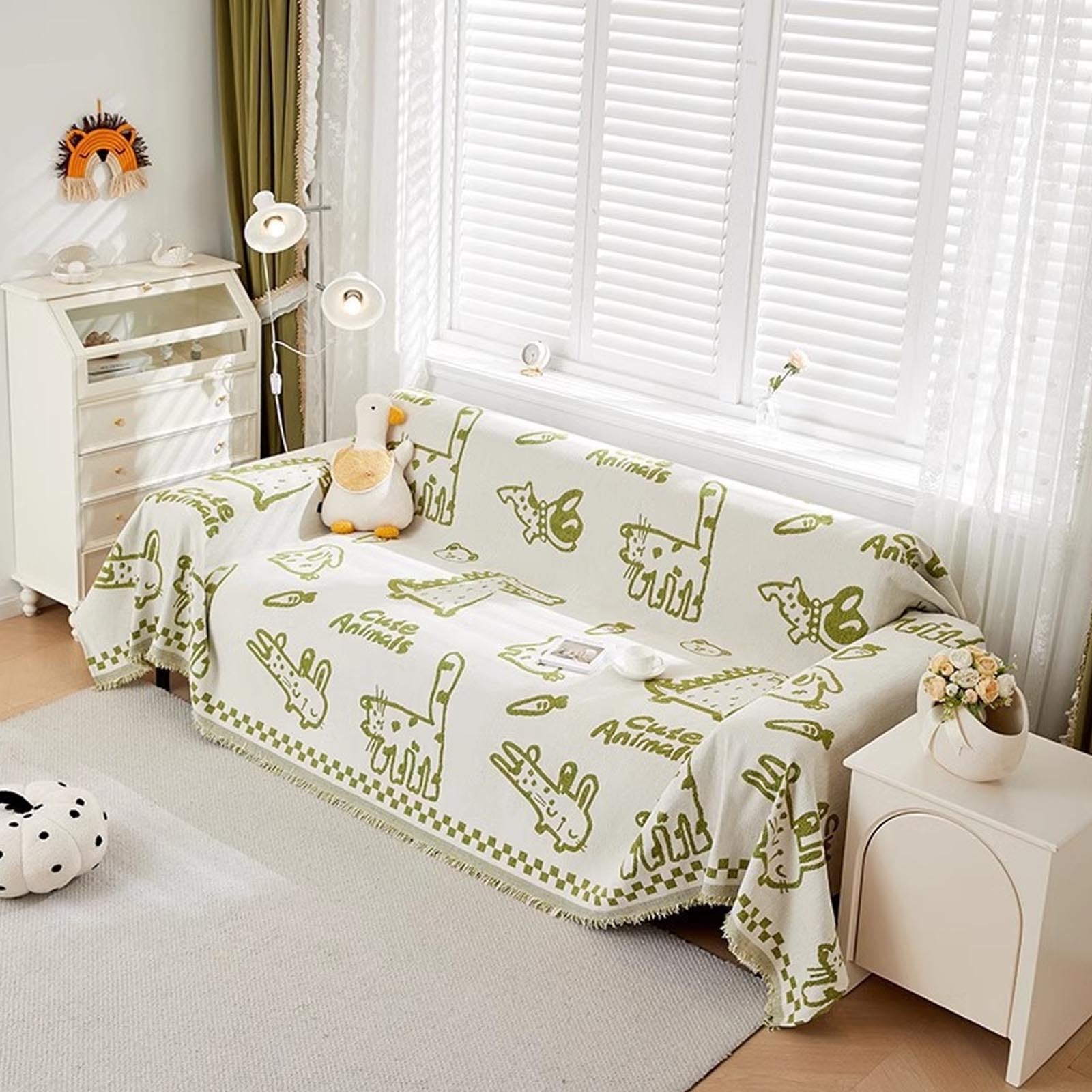Housse de canapé en chenille de luxe | Jet de lit doux et réversible grand format B