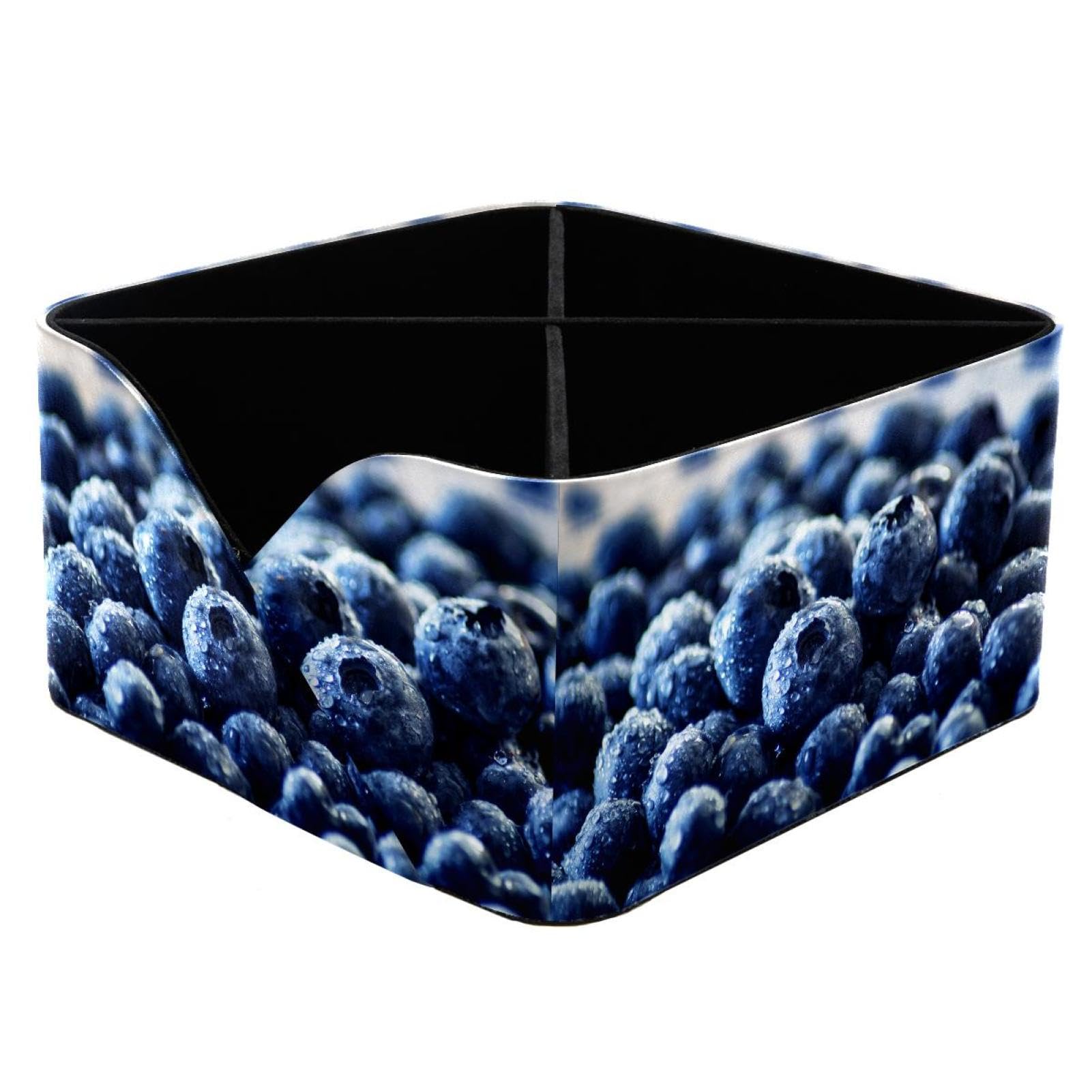 KengjuTesu Fruit Blueberry Desktop Organizer Pen Holder, Rectangular Pencil Cup for Office, Study and Makeup Stations
