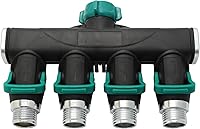 Vista 1 de Conector de manguera de metal divisor de manguera de jardín de 4 vías, fácil agarre, fácil de abrir