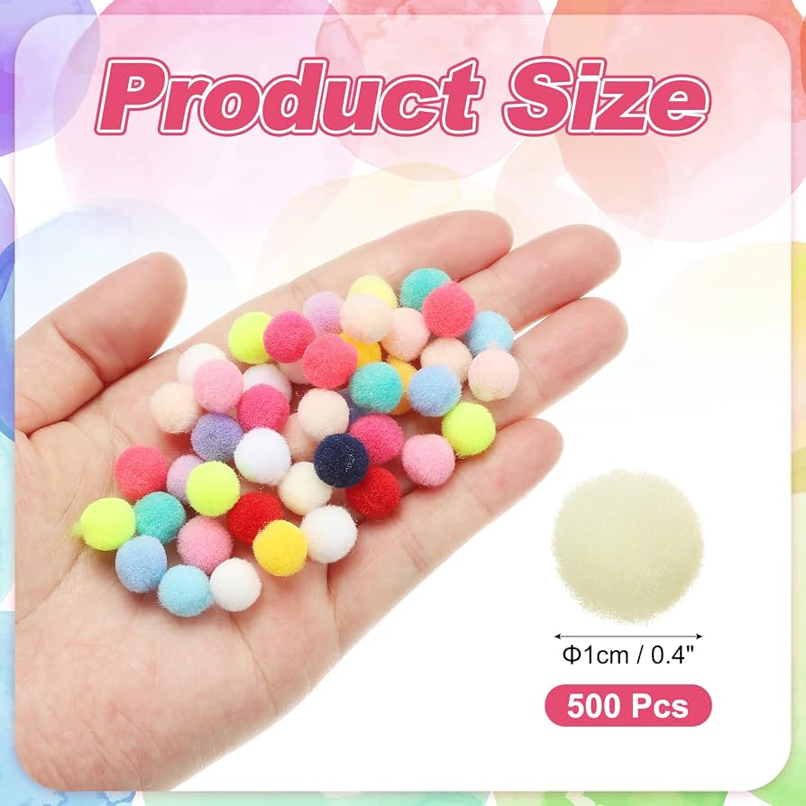 PATIKIL 300 Pom Pom Soffici Pastello: 0,6 Pollici, Rosa Grigio Bianco, Per Craft E Fai Da Te - 2