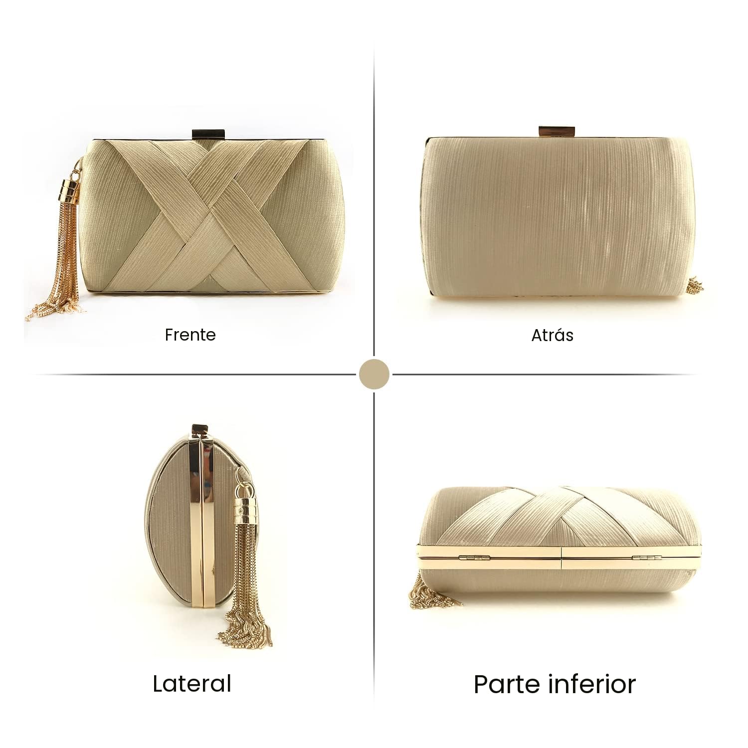 SUKUTU Bolso de Mano de Noche para Mujer Bolso de Satén para Boda Fiesta Noche Borla Colgante Cóctel Graduación, Bolsos de Mano