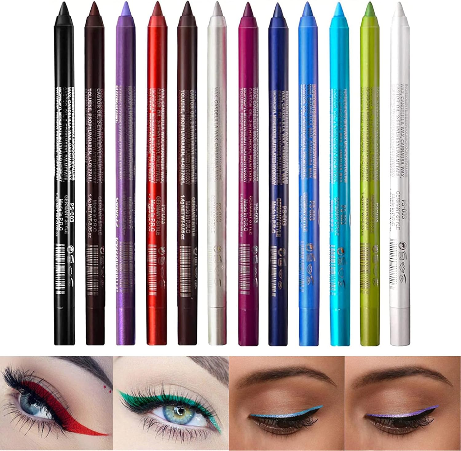 Eyeliner Pencil Set, 12 Color Eye Shadows Pen Eyebrow Pencil Eyeliner Eyebrow Lip Liner Pencil