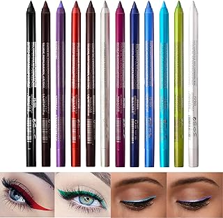Eyeliner Pencil Set, 12 Color Eye Shadows Pen Eyebrow Pencil Eyeliner Eyebrow Lip Liner Pencil Eyeshadow Pencil Professional Eye Makeup Set