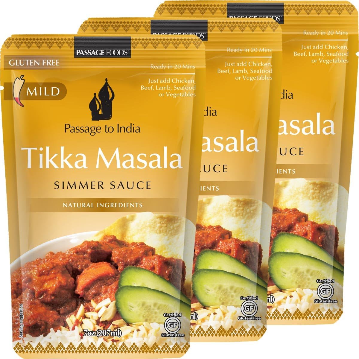 Passage Foods To India Simmer Sauce, Tikka Masala, 7 Ounce, 3 Count