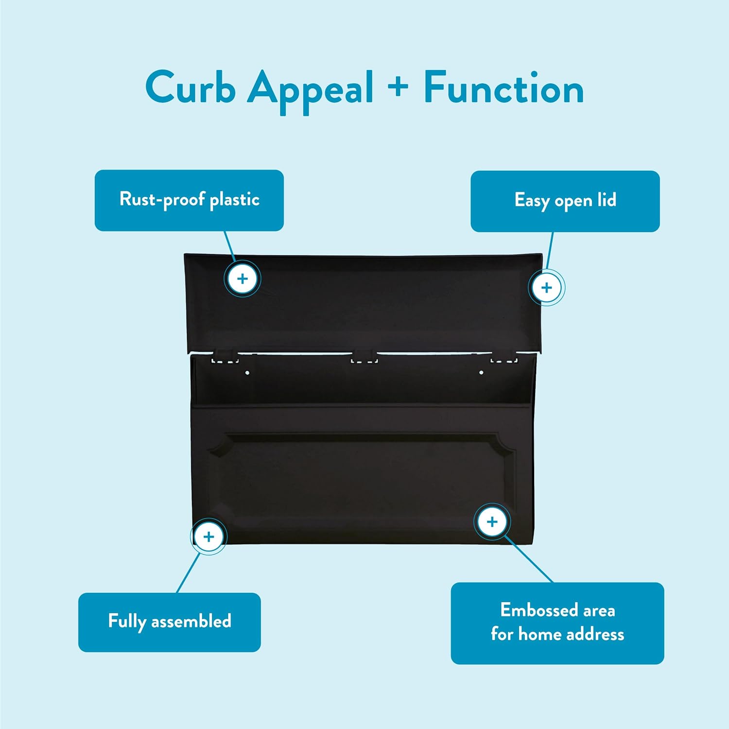 Architectural Mailboxes Windsor™ Wall-Mounted Mailbox for Outside, Rust-Proof Plastic Small Mail Box, Black