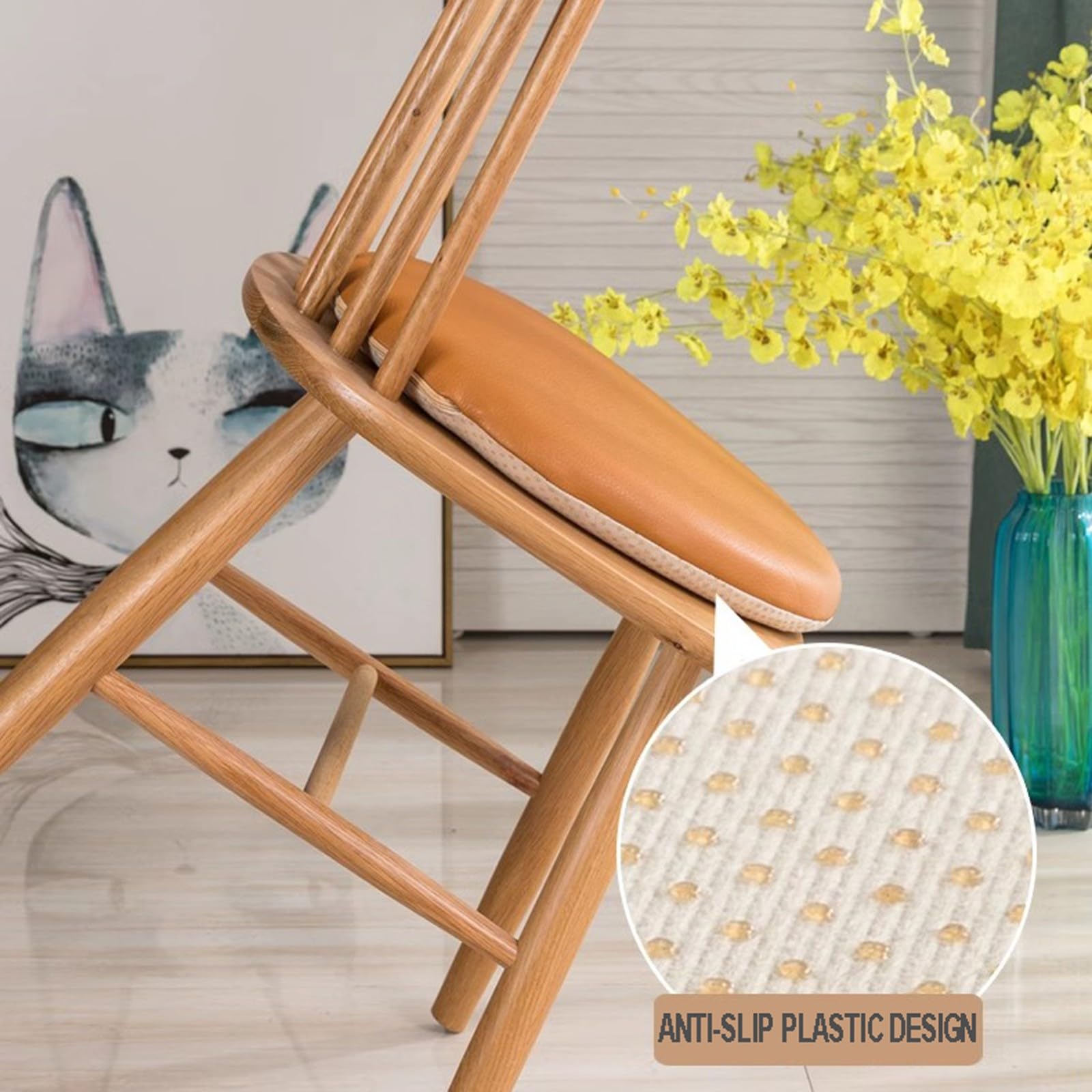 Set 2 Cuscini Per Sedie In Ecopelle - Rotondi, Memory Foam 4cm, Antiscivolo, Diametro 35cm - Foto 9