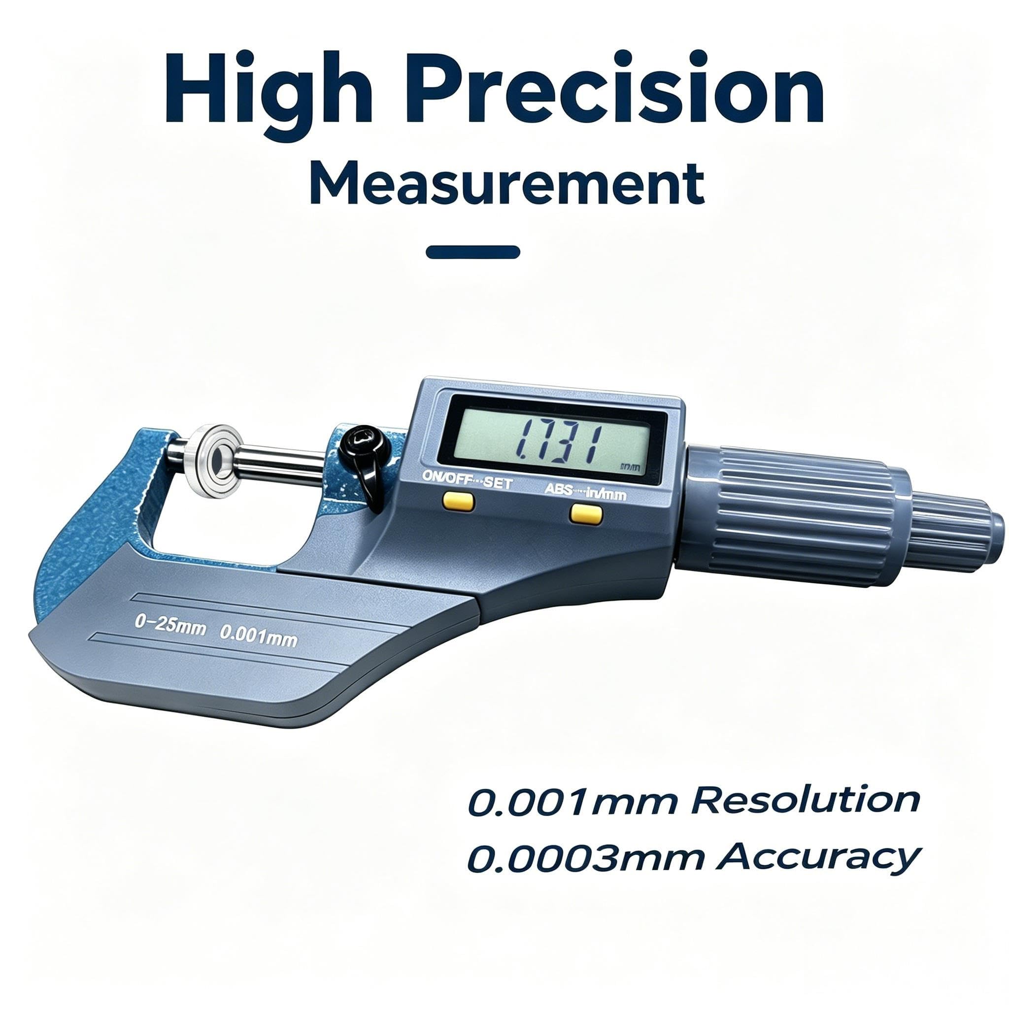 Micrómetro Digital electrónico de 0-25 mm con calibrador Digital Profesional de Alta precisión de 0.001 mm para medición de precisión(0.001mm 0-25mm)