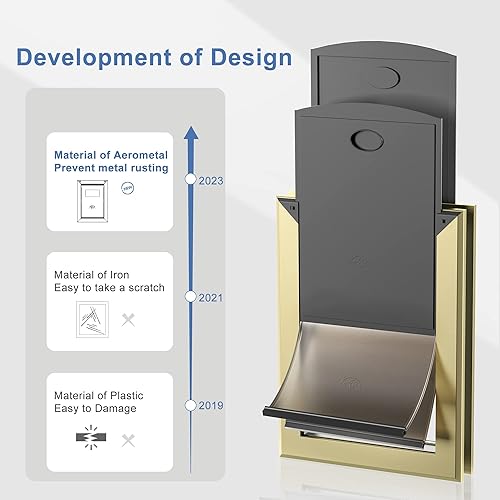 Miniatura 3 de Puertas grandes resistentes a la intemperie para perros grandes con doble solapa magnética, marco de aluminio resistente, puertas para perros