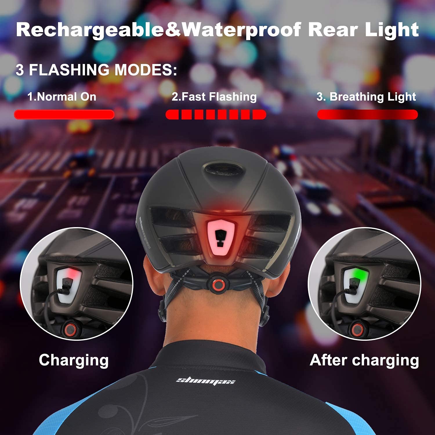 Shinmax Kask rowerowy dla dorosłych, ze światłem USB, kask rowerowy z magnetycznym wizjerem, certyfikat CE, regulowany, lekki kask rowerowy dla mężczyzn i kobiet, z torbą do przechowywania, 57-62 cm