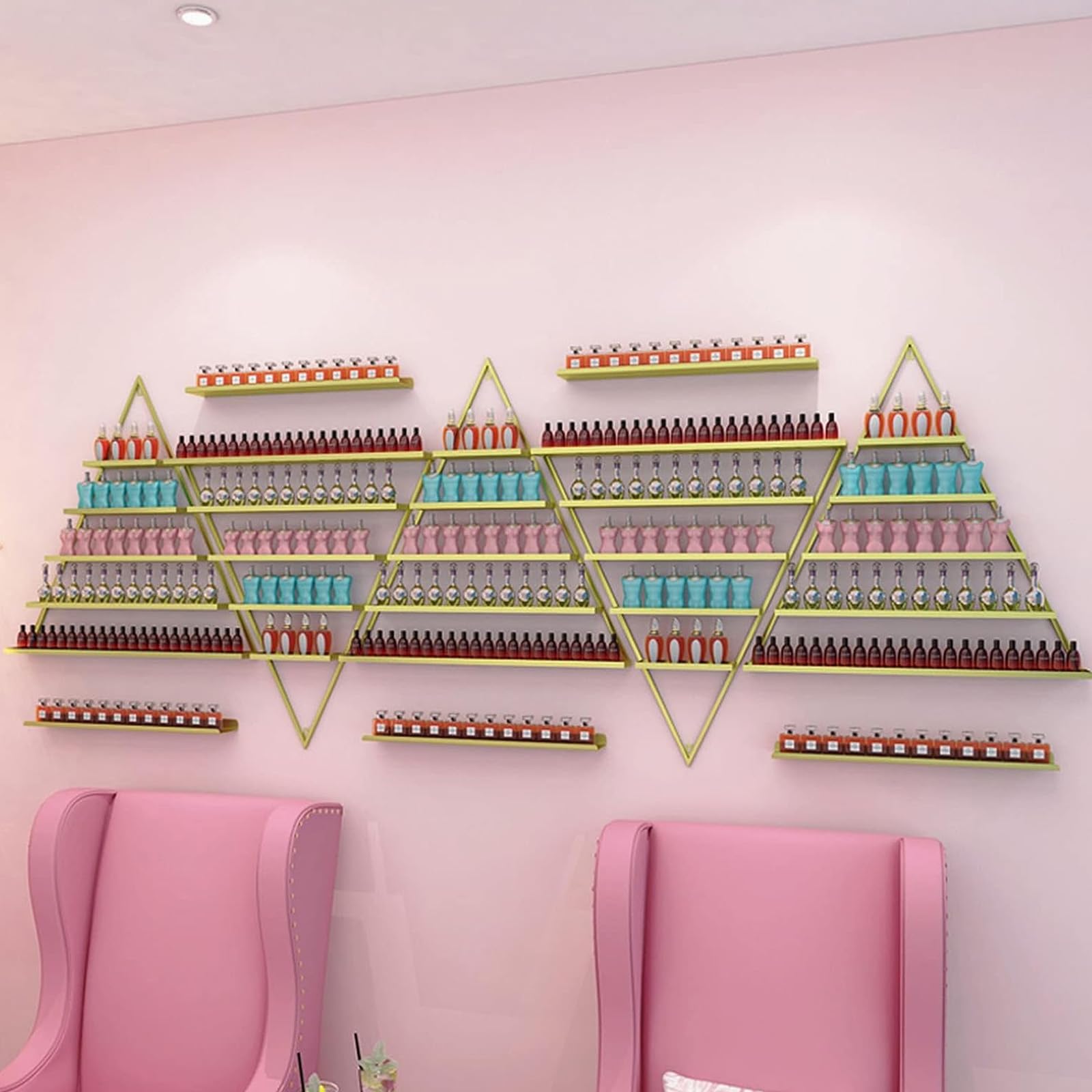 Bianca,6 Piece Set, Scaffale da Parete in Metallo per Smalto per Unghie Scaffale per Vetrine per Oli Essenziali, Staffa Triangolare da 6/10 Pezzi Scaffali per Organizer per Profumi