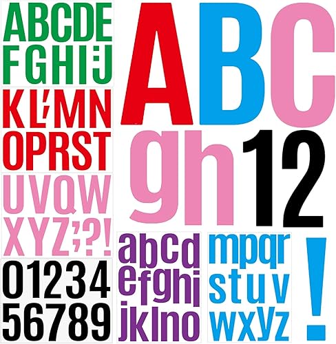 27 hojas, 310 piezas de calcomanías de letras grandes del alfabeto de 4 pulgadas, letras autoadhesivas y números para tablones de anuncios,