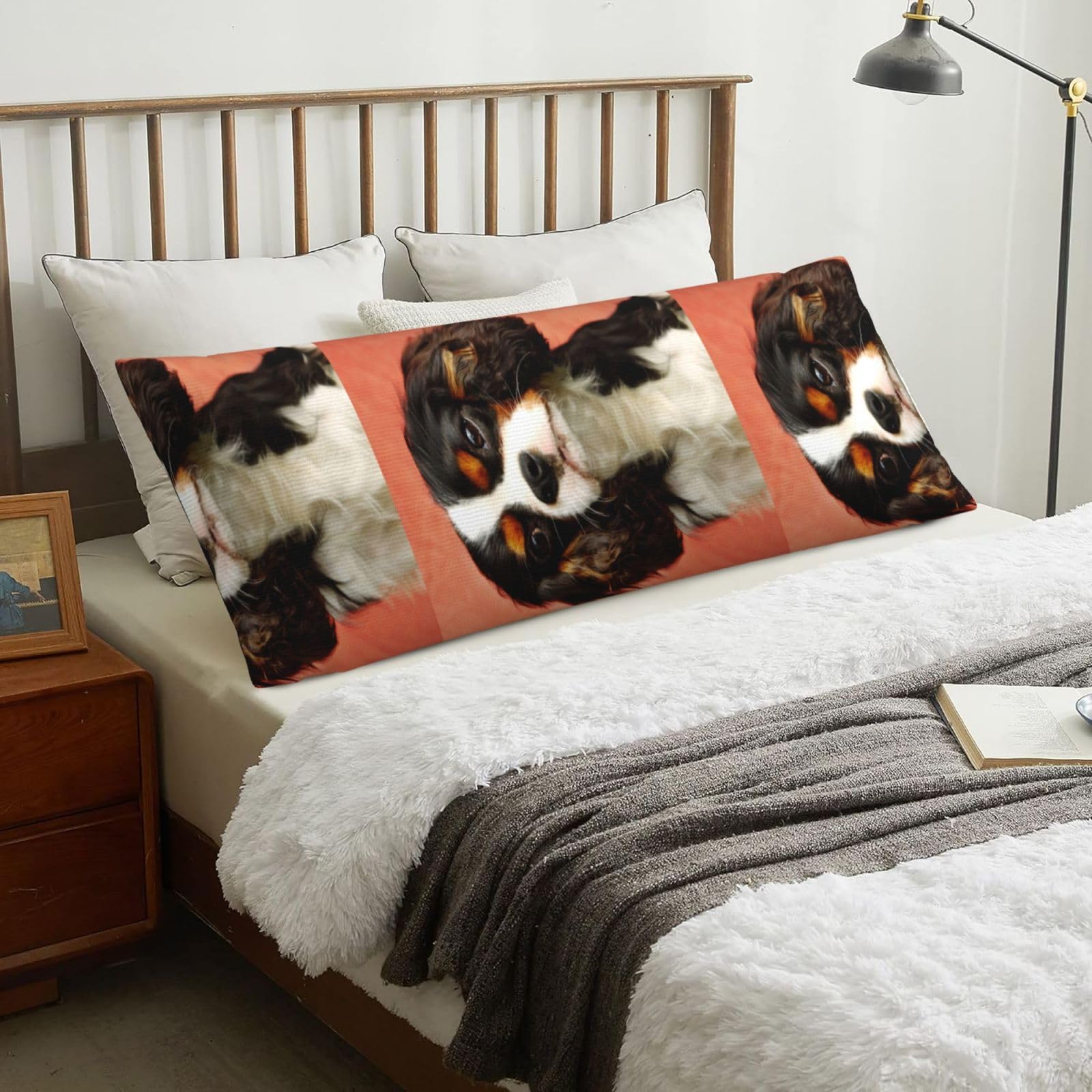 Shih Tzu Dog Long Ear Puppy Animal Pet Design, Body Pillow Cover with Zipper,Long Body Pillowcase 20 x 60 in