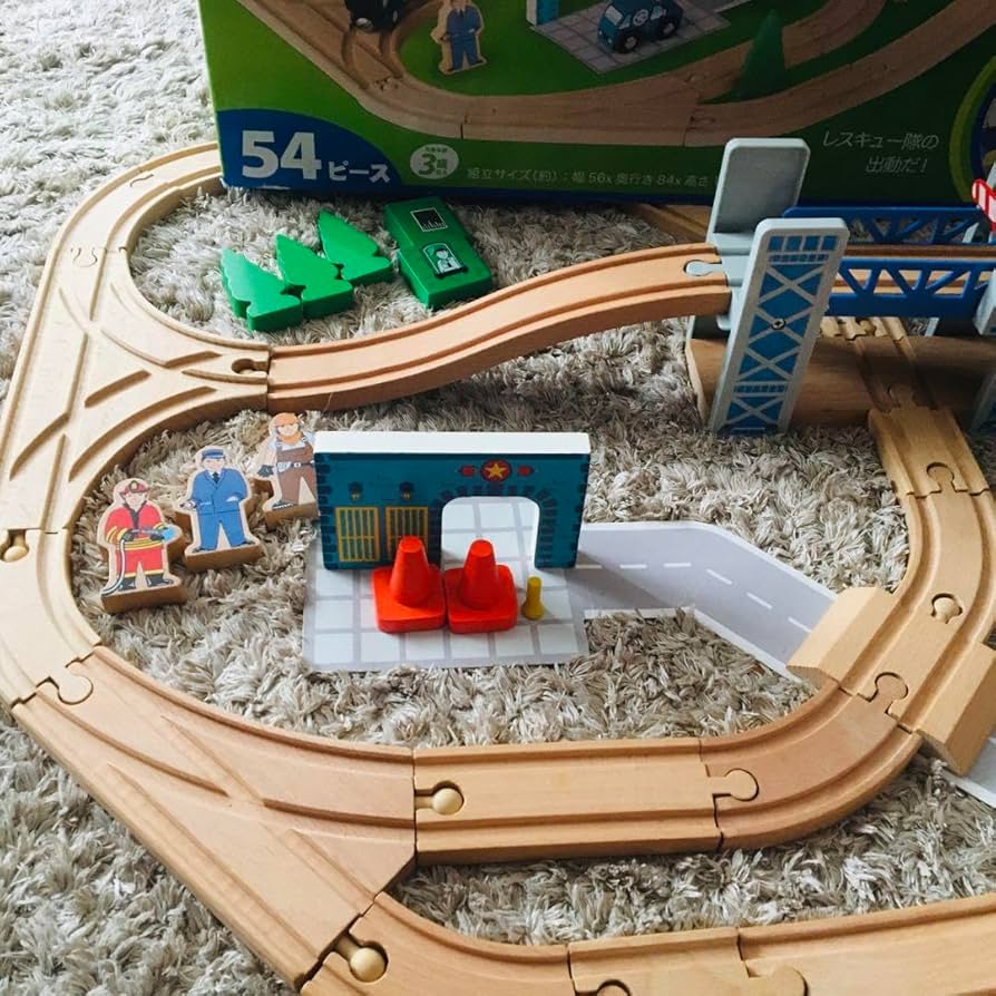 Amazon.co.jp: イマジナリウム 木製レスキュー トレインセット