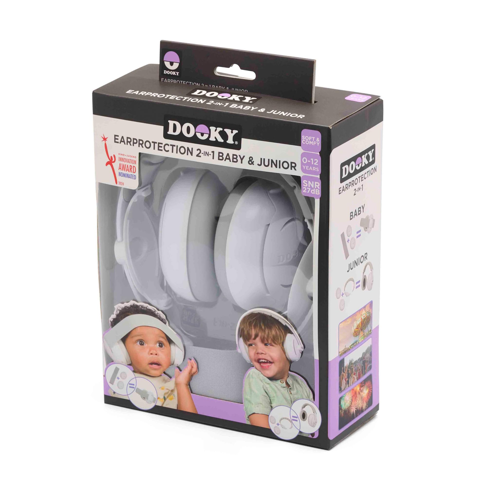 Dooky Casque de protection auditive 2 en 1 pour bébé/junior Blanc/gris