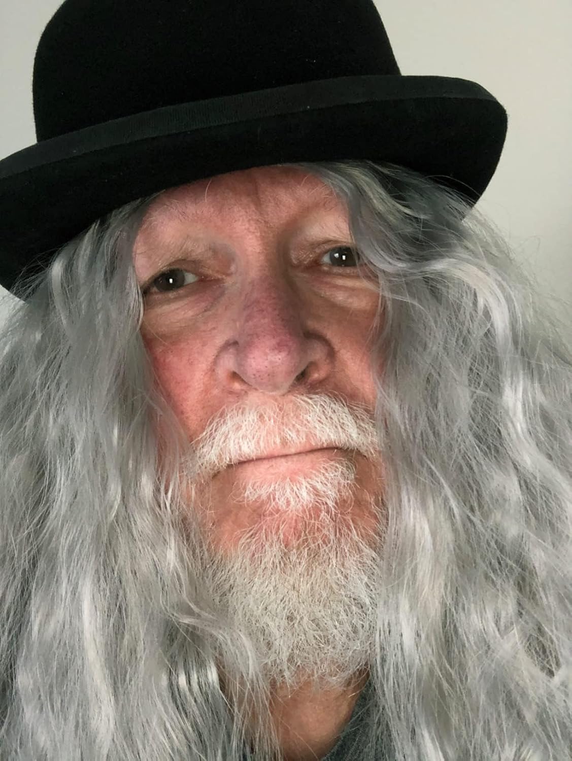 JEGERMIG Grey Wizard Curly Wig and Beard Christmas Funny Cosplay Santa Claus Costume Accessory for Adults