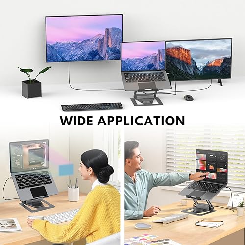 Miniatura 9 de Estación de acoplamiento universal portátil de 360, altura ajustable con concentrador USB C desmontable, 4K HDMI, USB 3.1, RJ45, 100W PD, adecuado