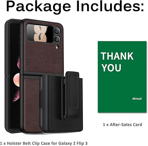 Miniatura 8 de Miimall Funda compatible con Samsung Galaxy Z Flip 3 5G, con clip para cinturón, delgada, resistente, funda protectora para la cadera para Galaxy Z