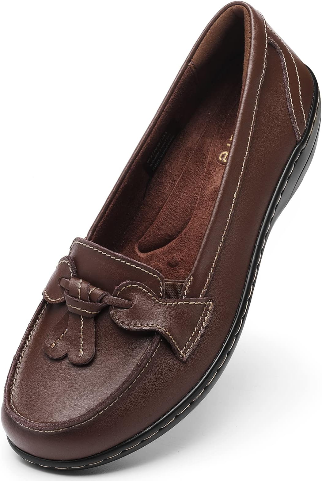 Artisure Women's Classic Comfort Leather Loafers Casual Slip-Ons Stylish Tassel Dress Shoes Cute Work Office Flats Everyday Walking Shoes