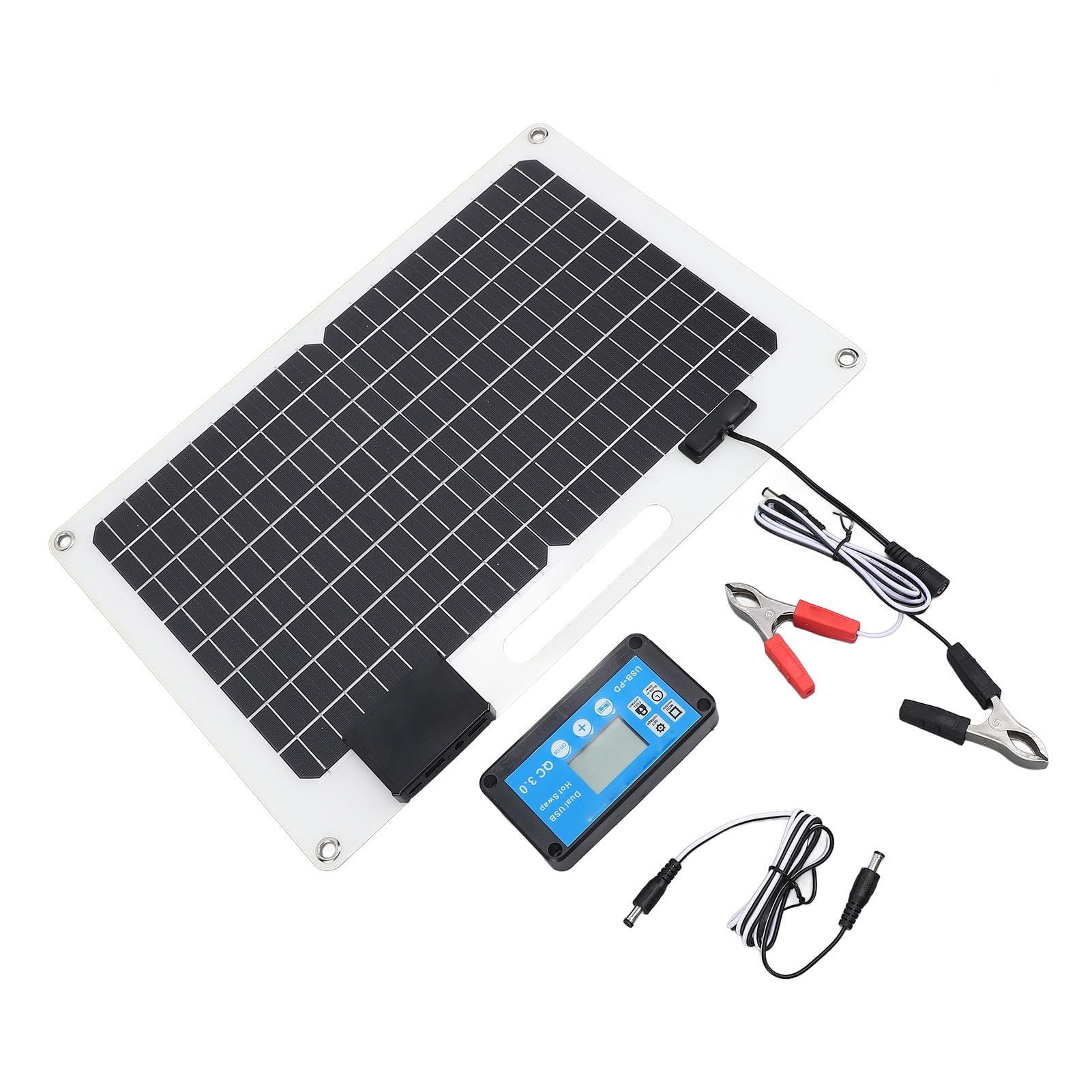 Caricatore Pannello Solare Monocristallino 12V/24V 100W Doppia USB per Barche Tetto