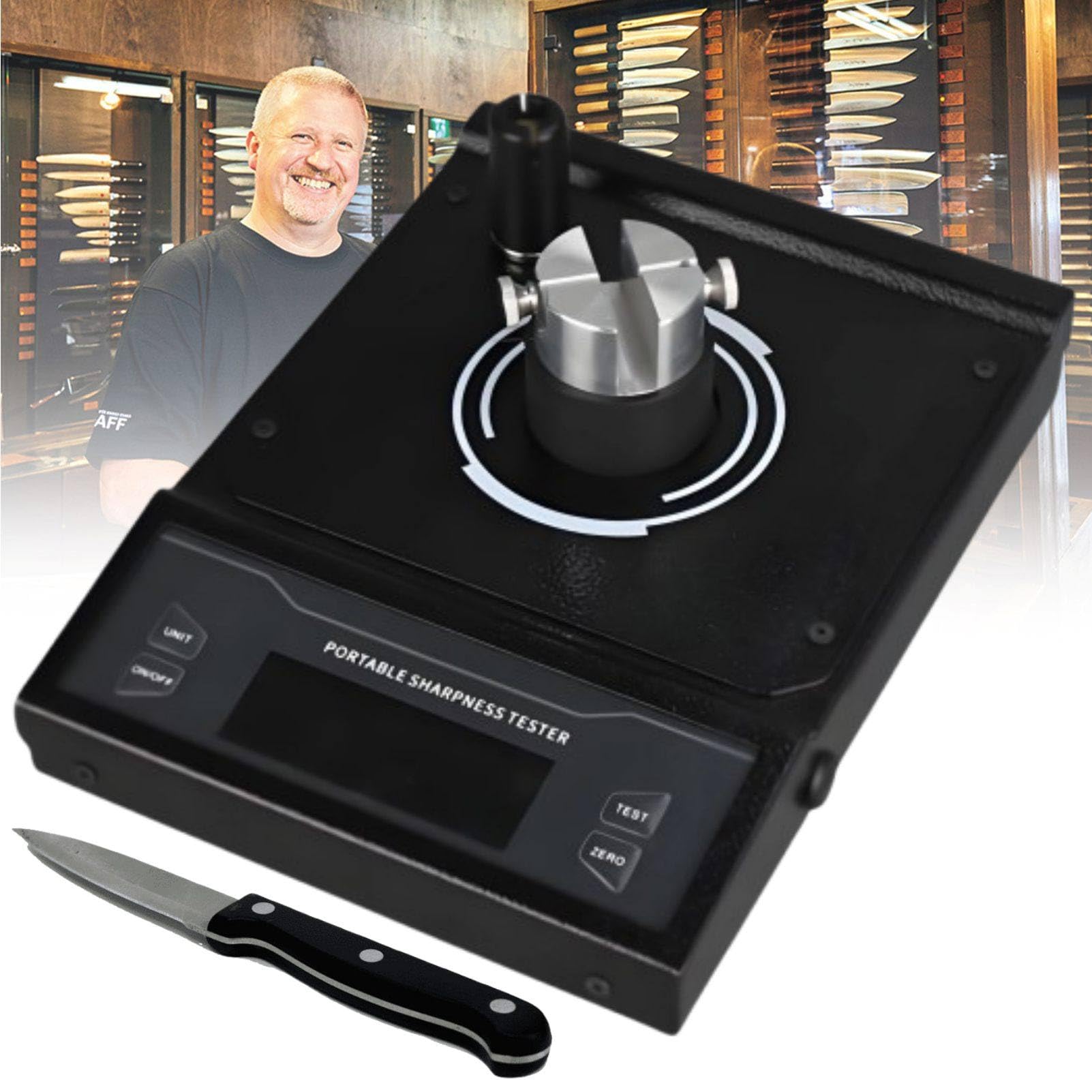 Tester per l'affilatura dei coltelli, misuratore di affilatura della Lama con opzioni di risoluzione 0,1 g/1 g/5 g, capacità di misurazione da 1 a 3 kg, Supporto Magnetico a 360° 5g