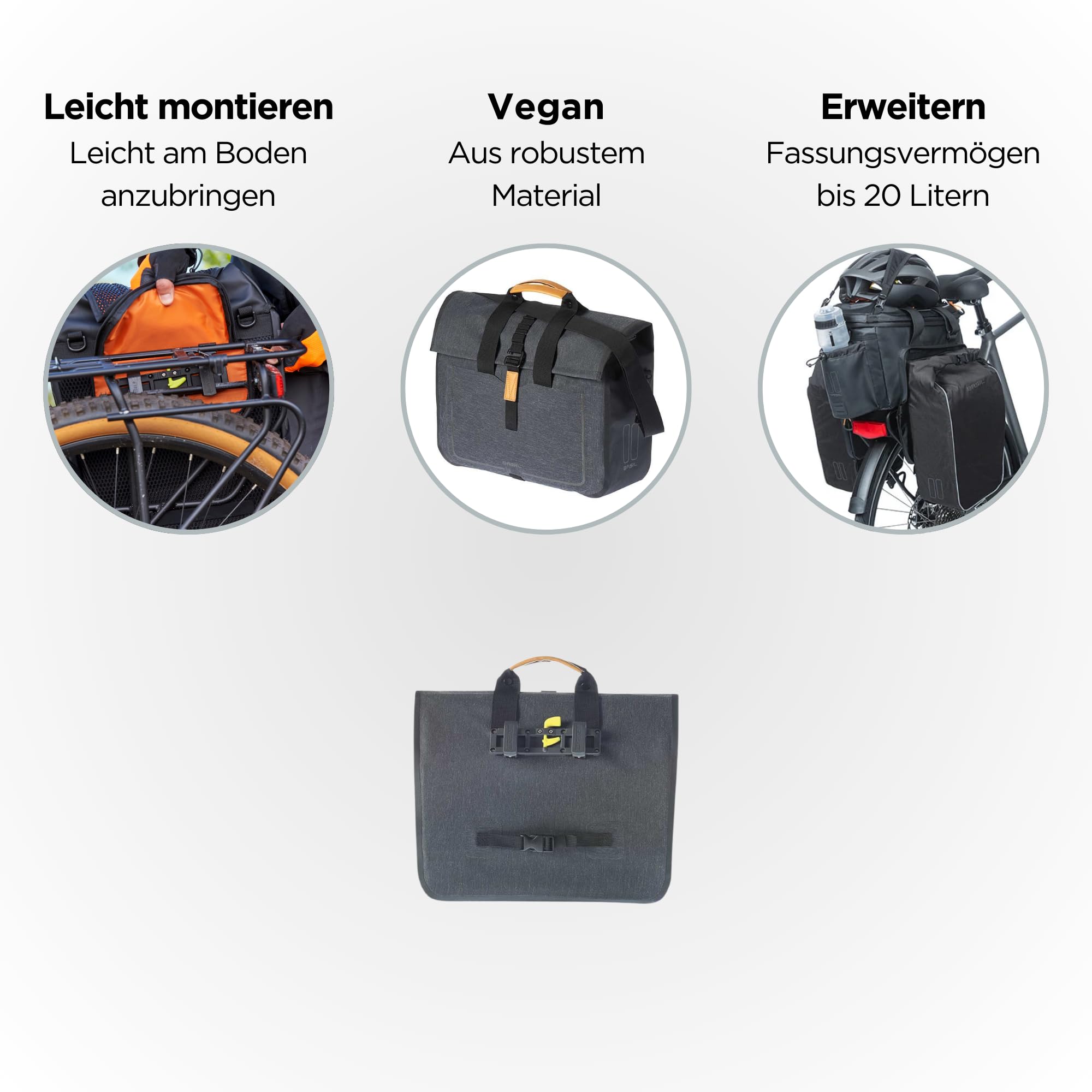 Basil Urban Dry Gepäckträgertasche - 20L - Wasserdicht IPX3 - Grau