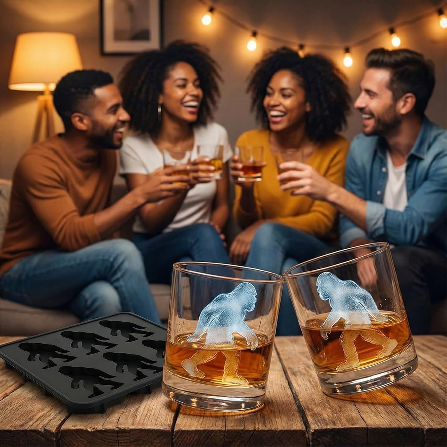 Bigfoot Silikon-Eiswürfelform, 6-teilige Monster-Eiswürfelform, einfach und schnell lustige und wiederverwendbare Eiswürfel herstellen, perfekt für Drinks auf der Whisky-Party