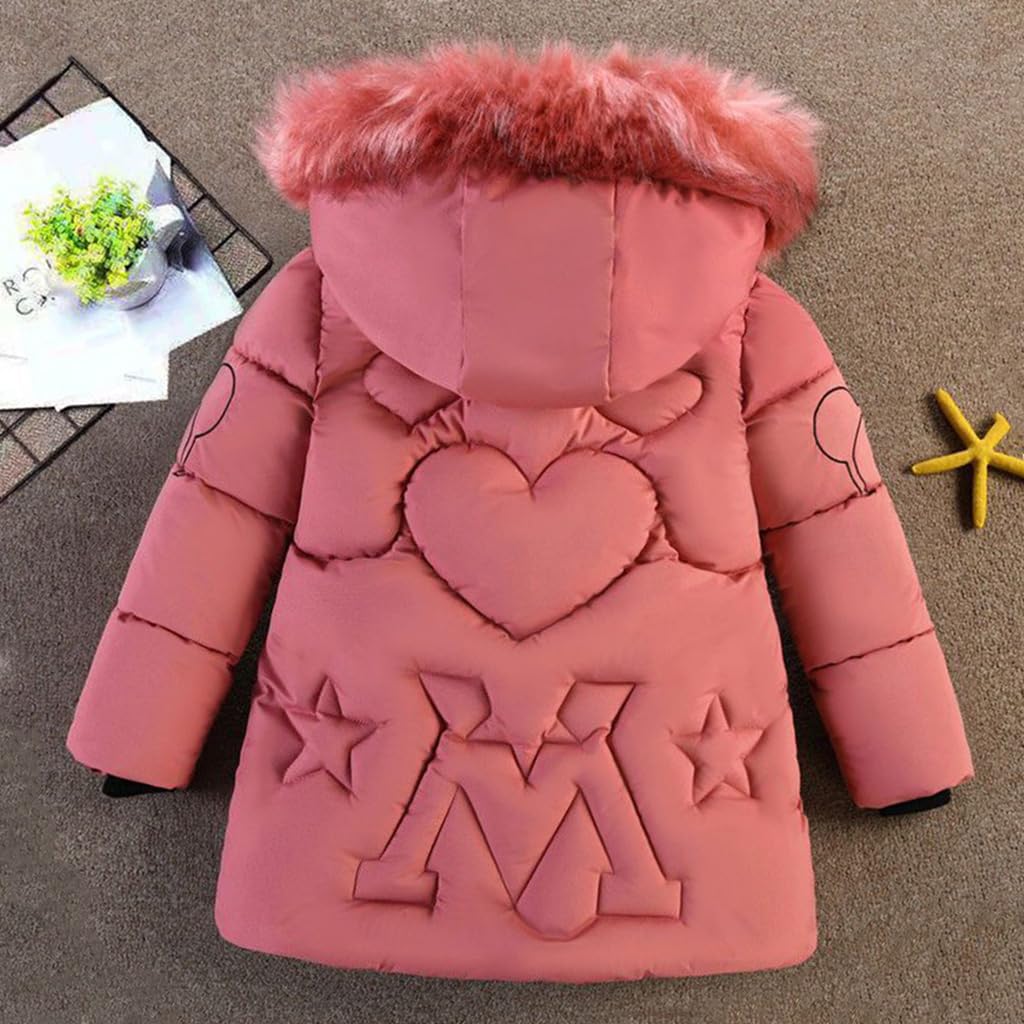 Manteau Fille Doudoune Enfant Veste d'Hiver à Capuche avec Col Fourrure Epaisse Chaud Parka Rembourré Blouson Coupe Vent