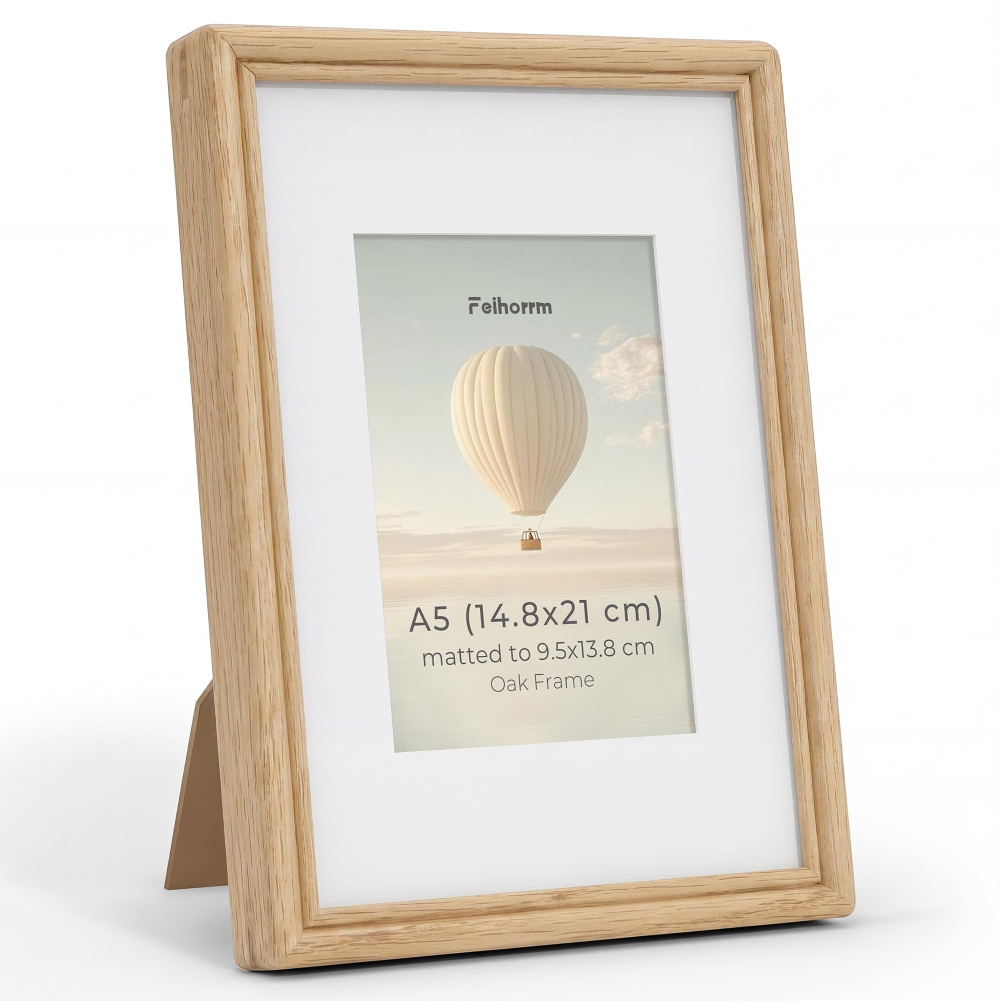 Feihorrm A5 Frame, Oak Photo Frame Fit 9.5x13.8cm with Mat