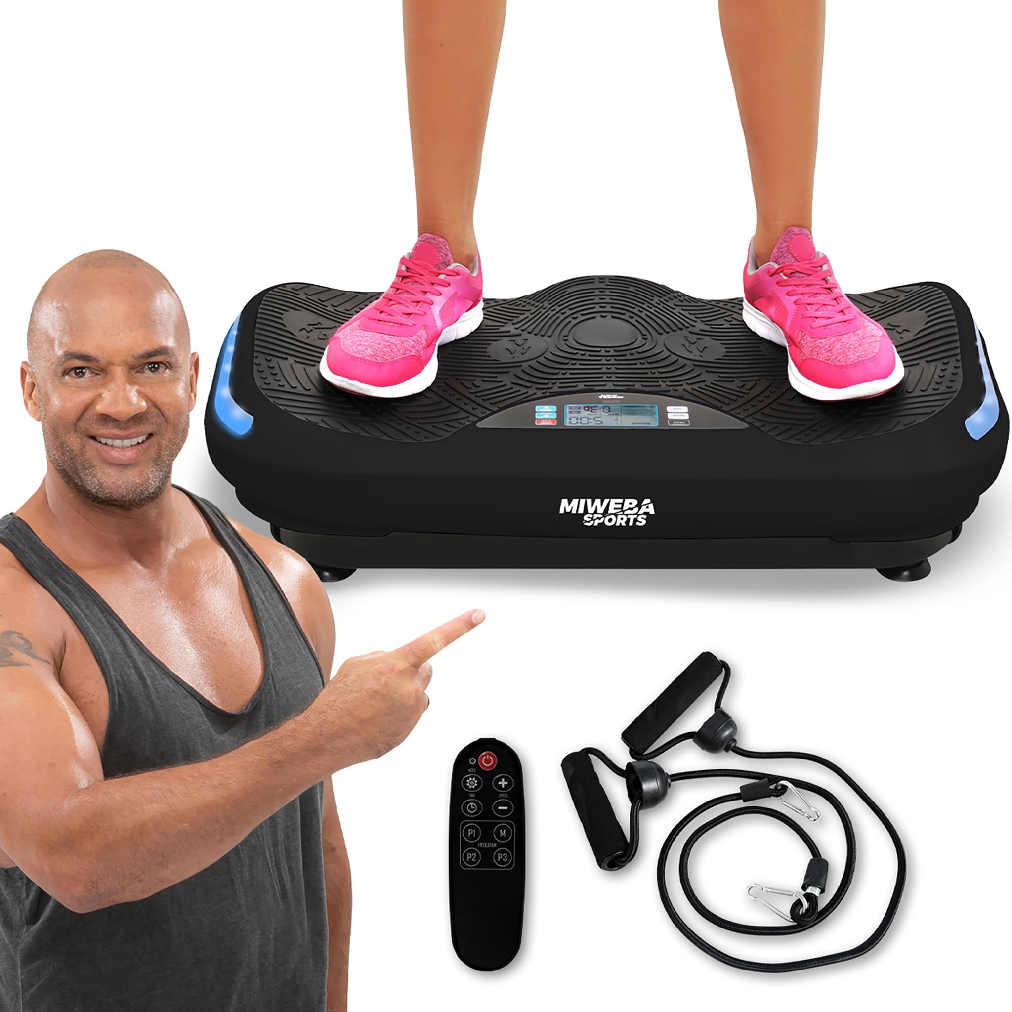 Miweba Sports Fitness 4D Wave Vibrationsplatte MV300 | 𝟑 𝐉𝐀𝐇𝐑𝐄 𝐆𝐀𝐑𝐀𝐍𝐓𝐈𝐄 - 800 Watt - Fernbedienung - Massagegerät - Abnehmen - Fettverbrenner - Fitnessgeräte für Zuhause