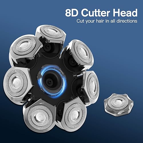 Miniatura 5 de Mr.wintek Cabezales de repuesto para afeitadora eléctrica calva para hombres (8D plateado)