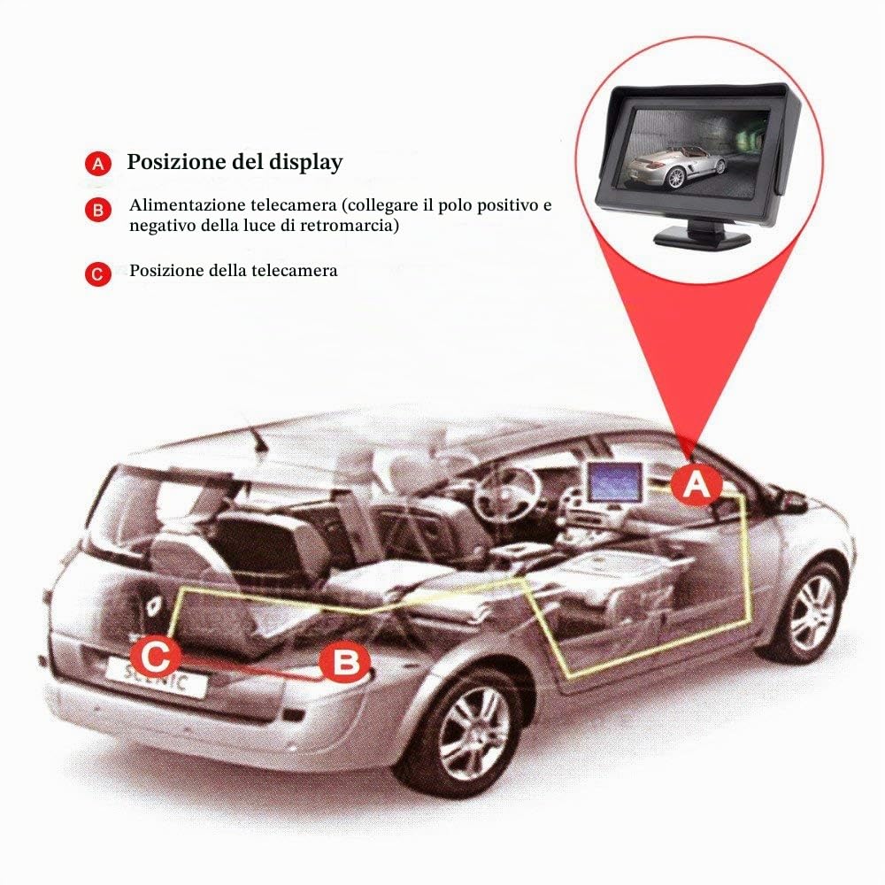 4.3 pollici LCD schermo telecamera posteriore posteriore impermeabile telecamera posteriore con monitor per auto SUV camion